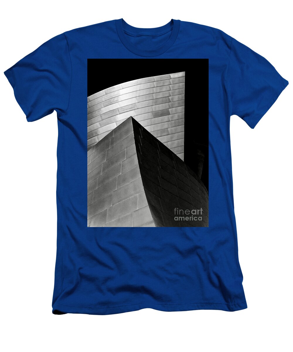 Disney Concert Hall T-Shirt featuring the photograph Disney Concert Hall Black and White by Michael Cinnamond