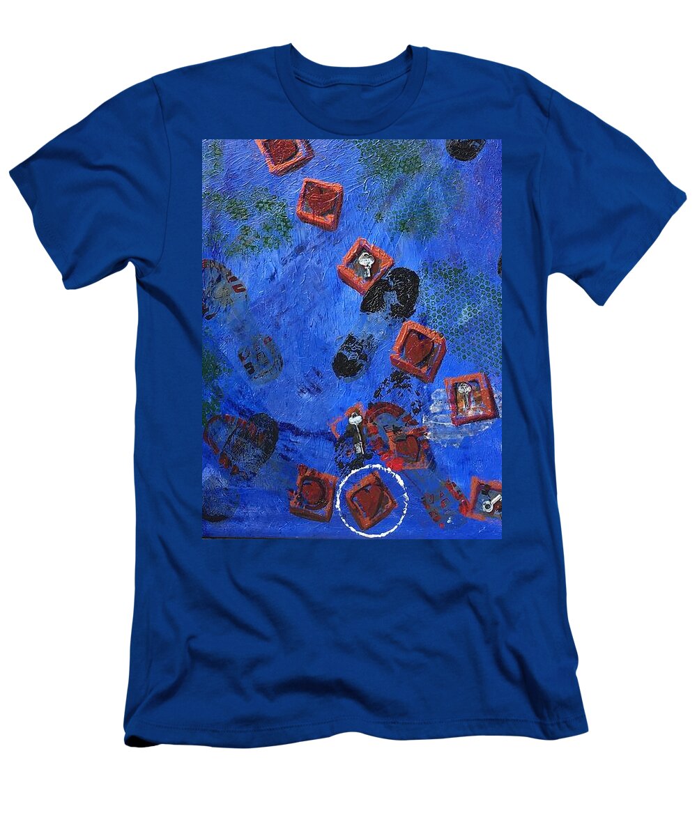 Boxes T-Shirt featuring the painting Don't walk on my dreams by Dottie Visker