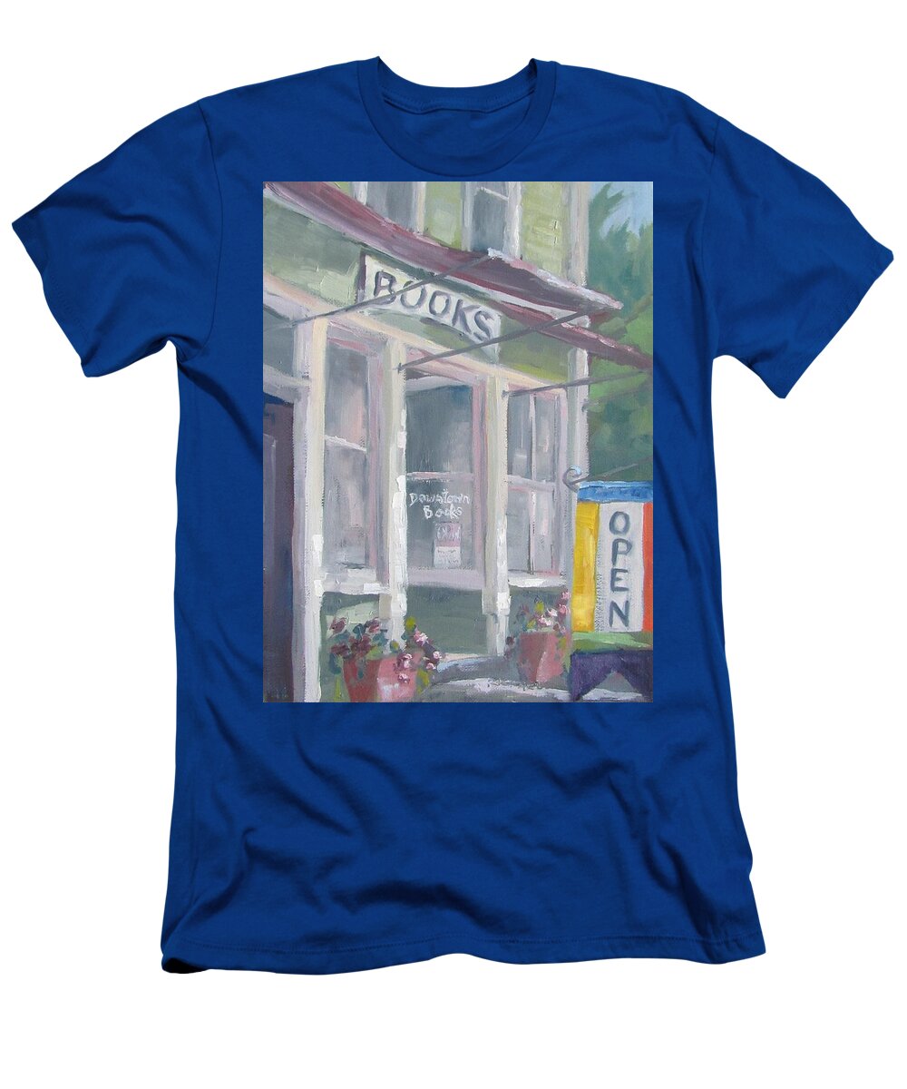 Downtown Books T-Shirt featuring the painting Downtown Books Four by Susan Richardson