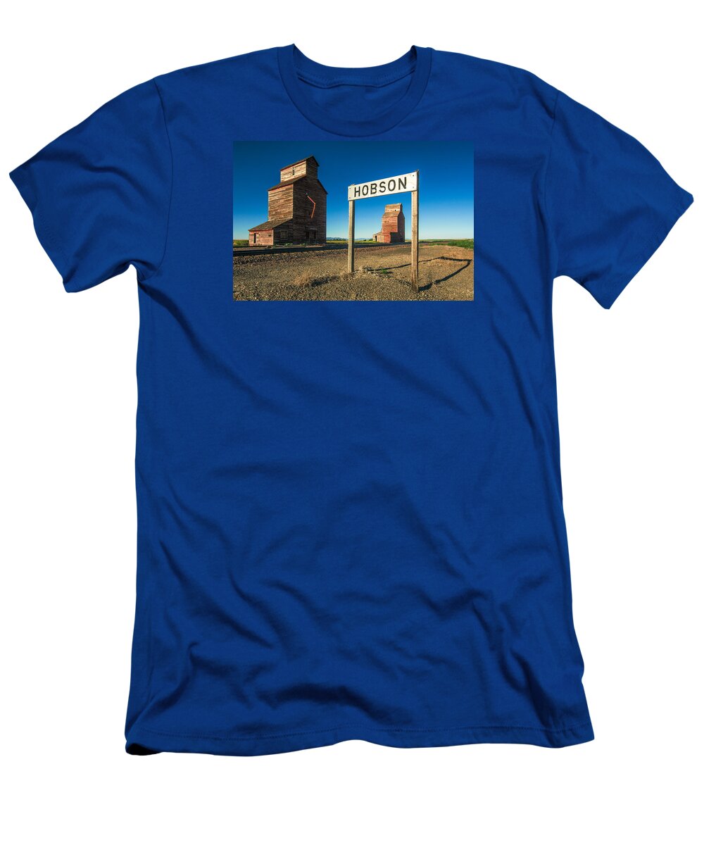 Grain Elevator T-Shirt featuring the photograph Downtown Hobson, Montana by Todd Klassy