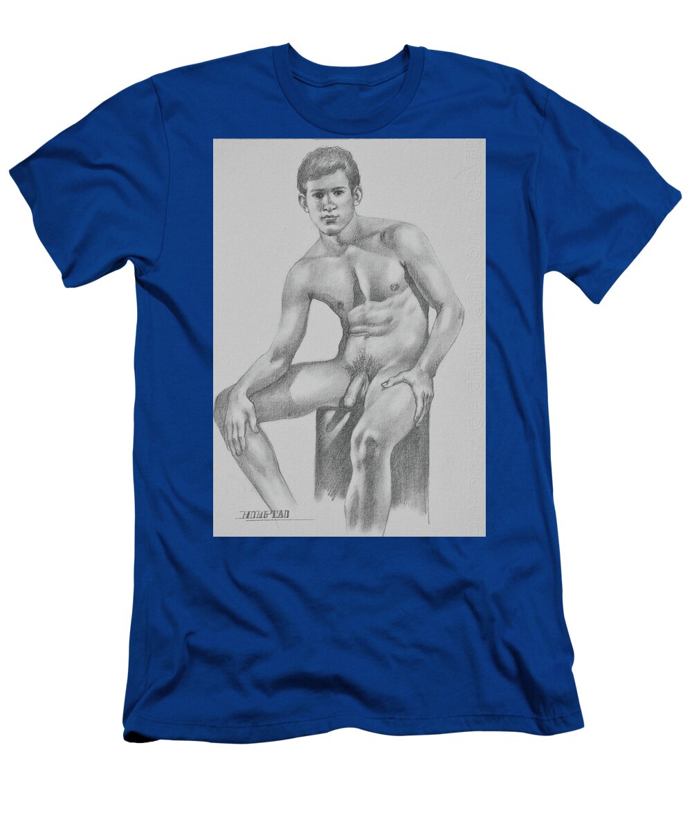 Drawing T-Shirt featuring the drawing Drawing Male Nude #1805291 by Hongtao Huang