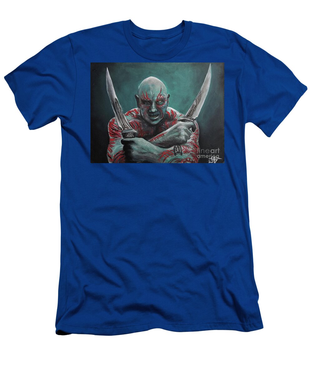 Drax The Destroyer T-Shirt featuring the painting Drax The Destroyer by Tom Carlton