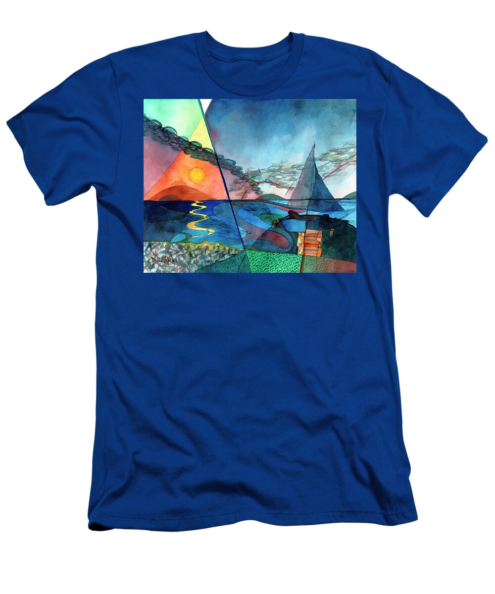 Chesapeake Bay T-Shirt featuring the painting Dusk Over the Chesapeake by David Ralph