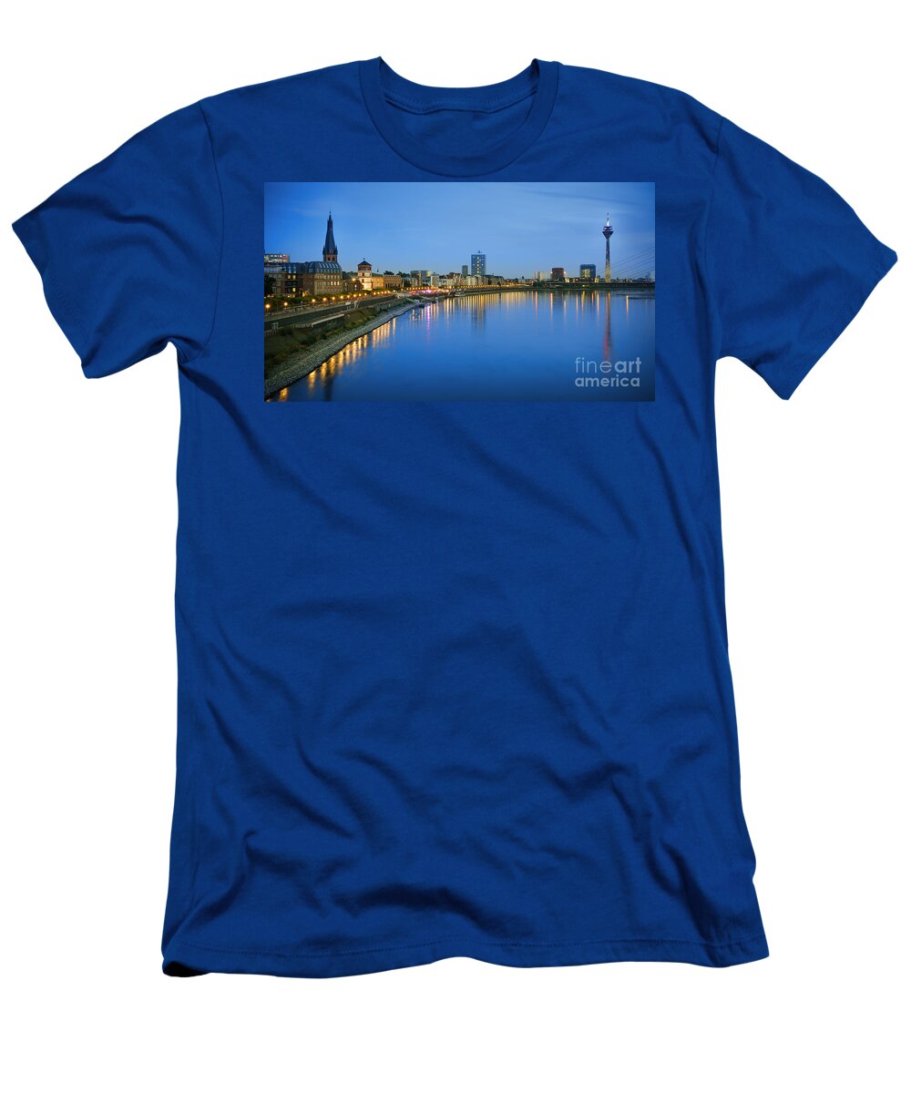 Centre T-Shirt featuring the photograph Dusseldorf Skyline by Daniel Heine