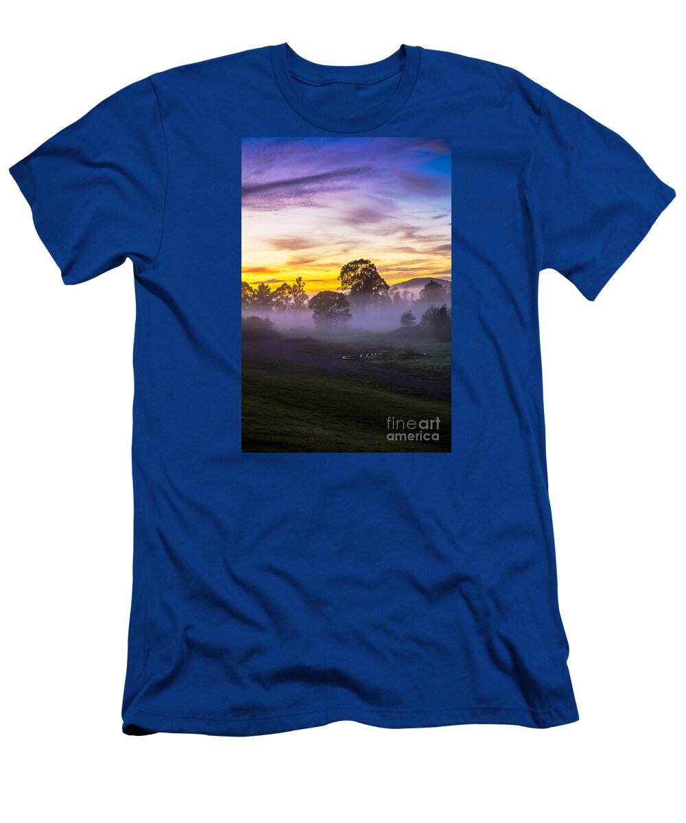 Paddockmorning Mist T-Shirt featuring the photograph Early morning mist by Sheila Smart Fine Art Photography