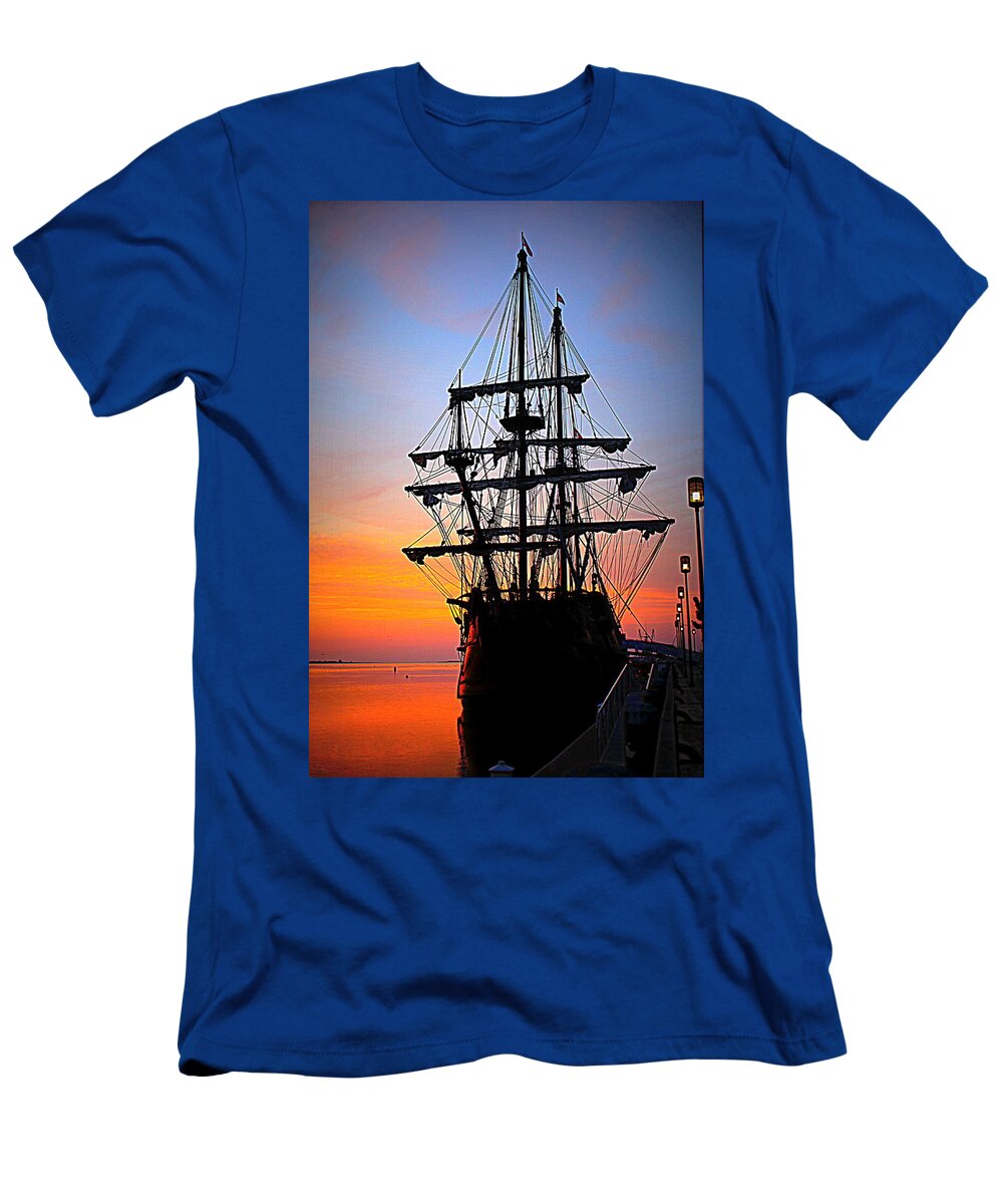 El Galeon At Sunrise T-Shirt featuring the photograph El Galeon at Sunrise by Suzanne DeGeorge