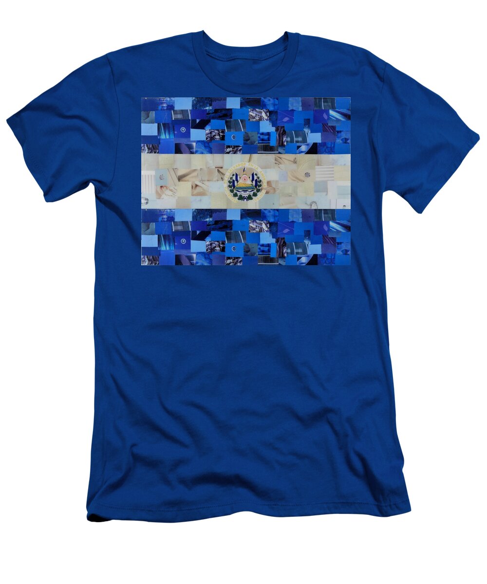 El Salvador Flag T-Shirt featuring the mixed media El Salvador Flag by Claudia Di Paolo