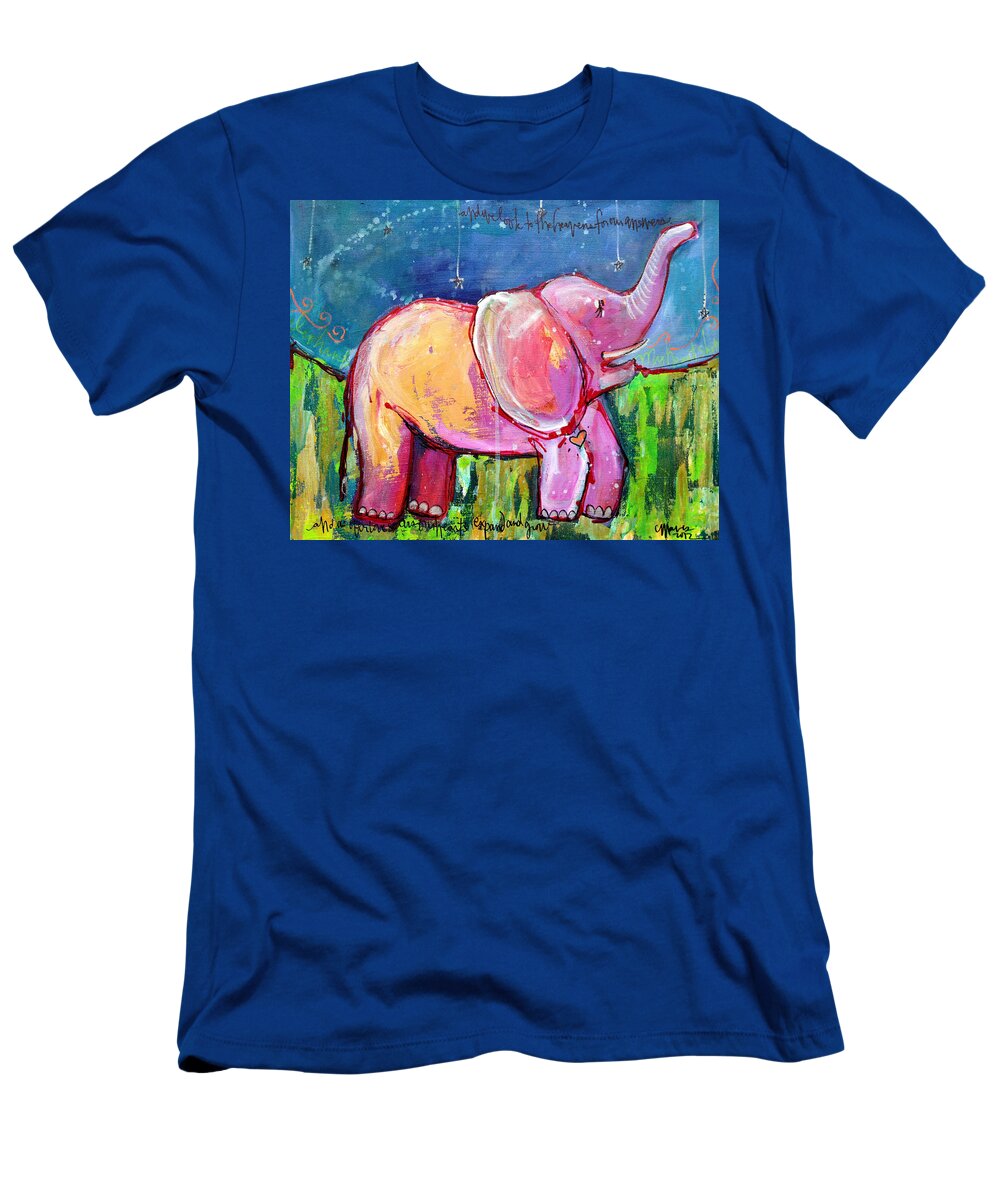 Elephant T-Shirt featuring the painting Emily's Elephant 2 by Laurie Maves ART