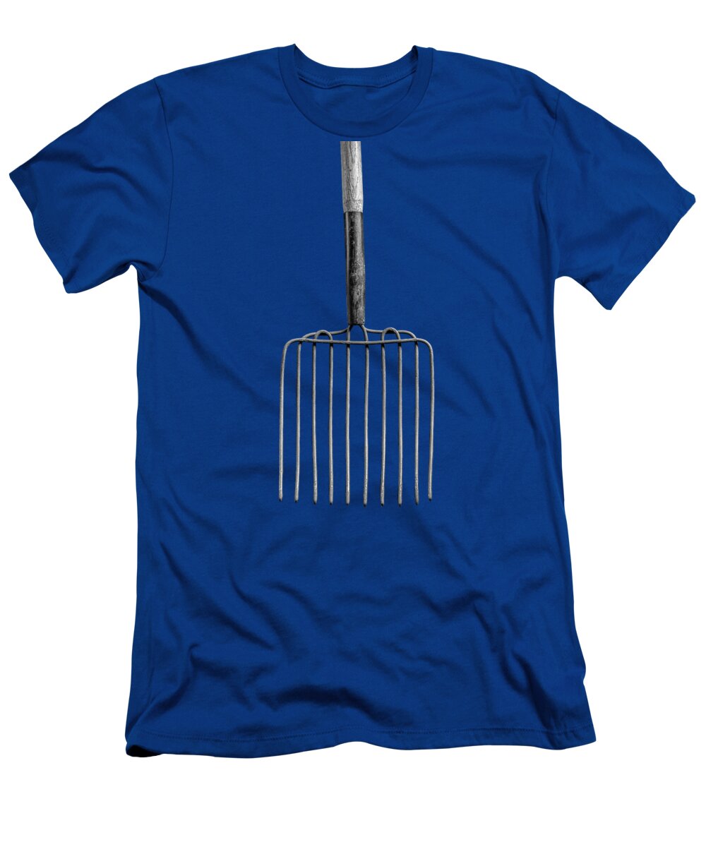 Art T-Shirt featuring the photograph Ensilage Fork Up on Plywood in BW 66 by YoPedro