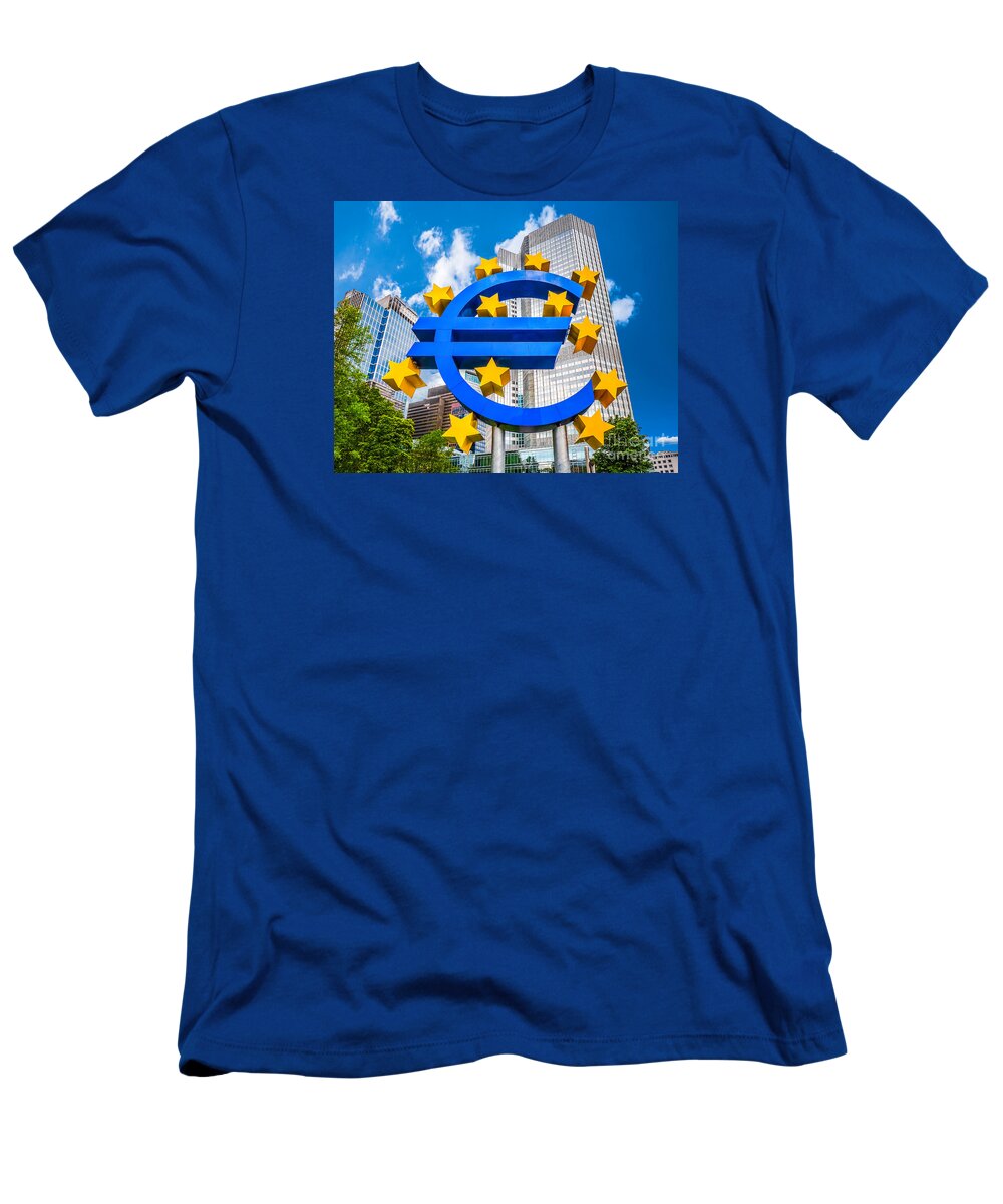 Frankfurt Am Main T-Shirt featuring the photograph Euro sign at European Central Bank in Frankfurt, Germany by JR Photography