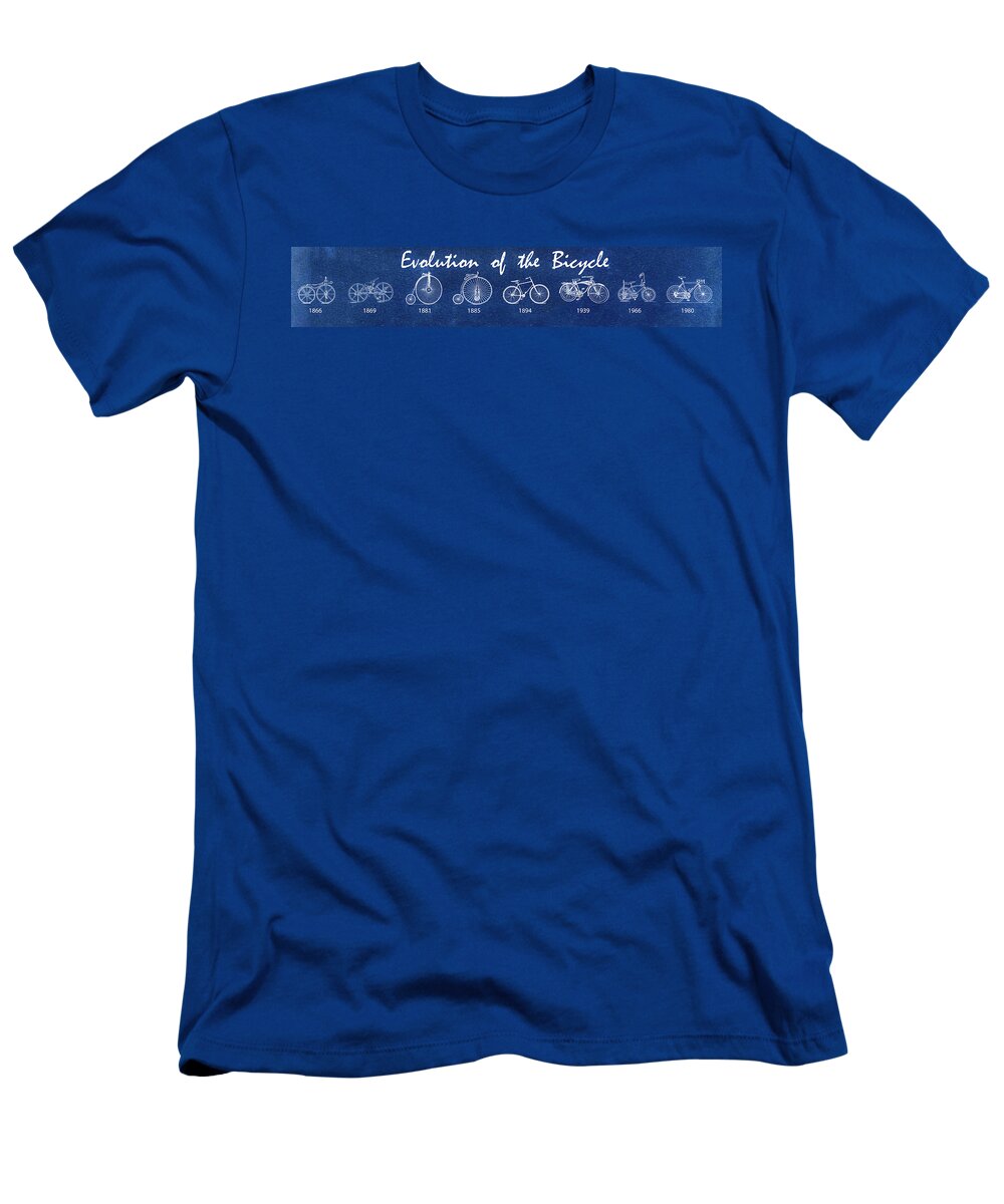 Evolution T-Shirt featuring the photograph Evolution of the Bicycle in Blue by Bill Cannon