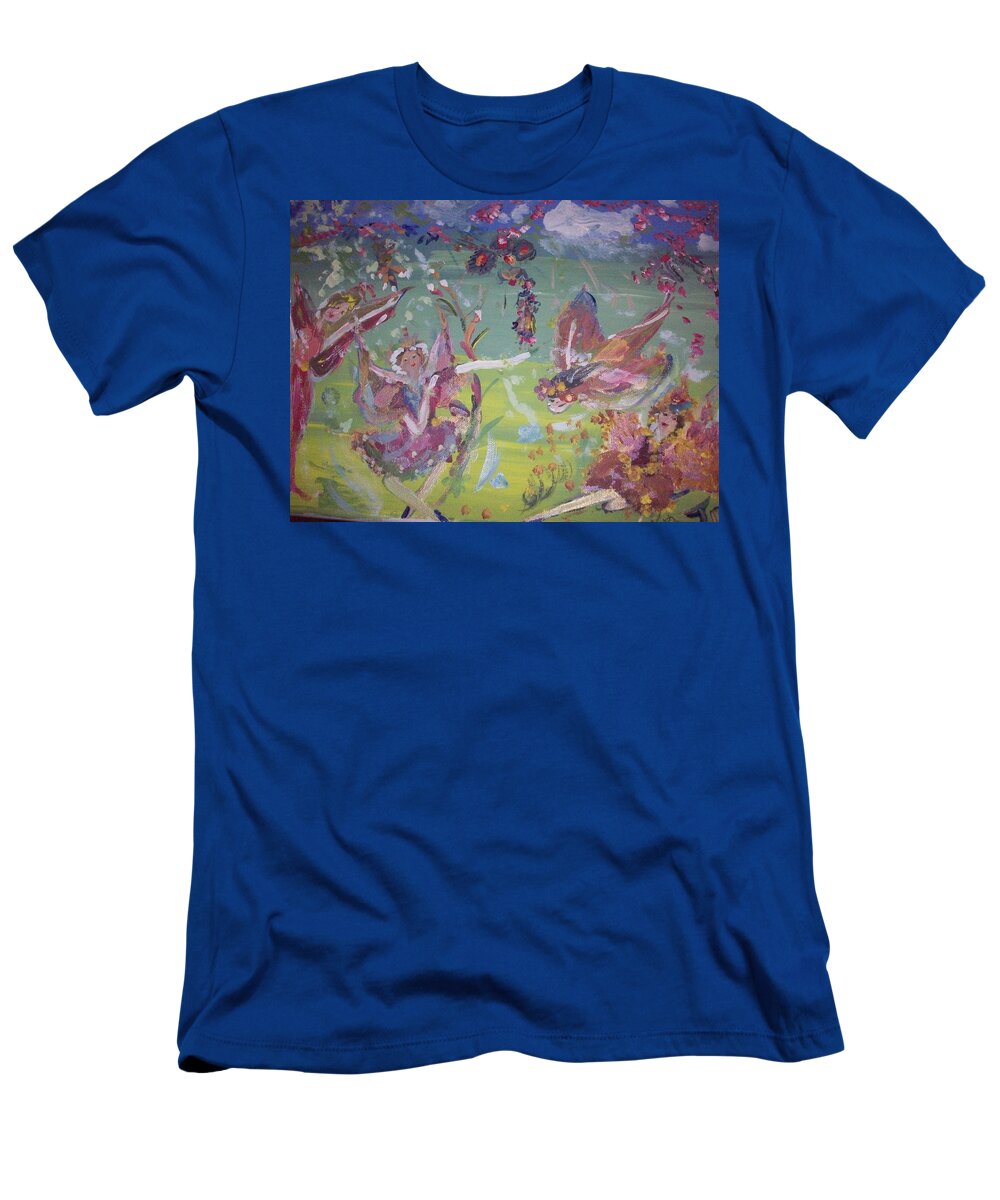 Fairies T-Shirt featuring the painting Fairy Ballet by Judith Desrosiers