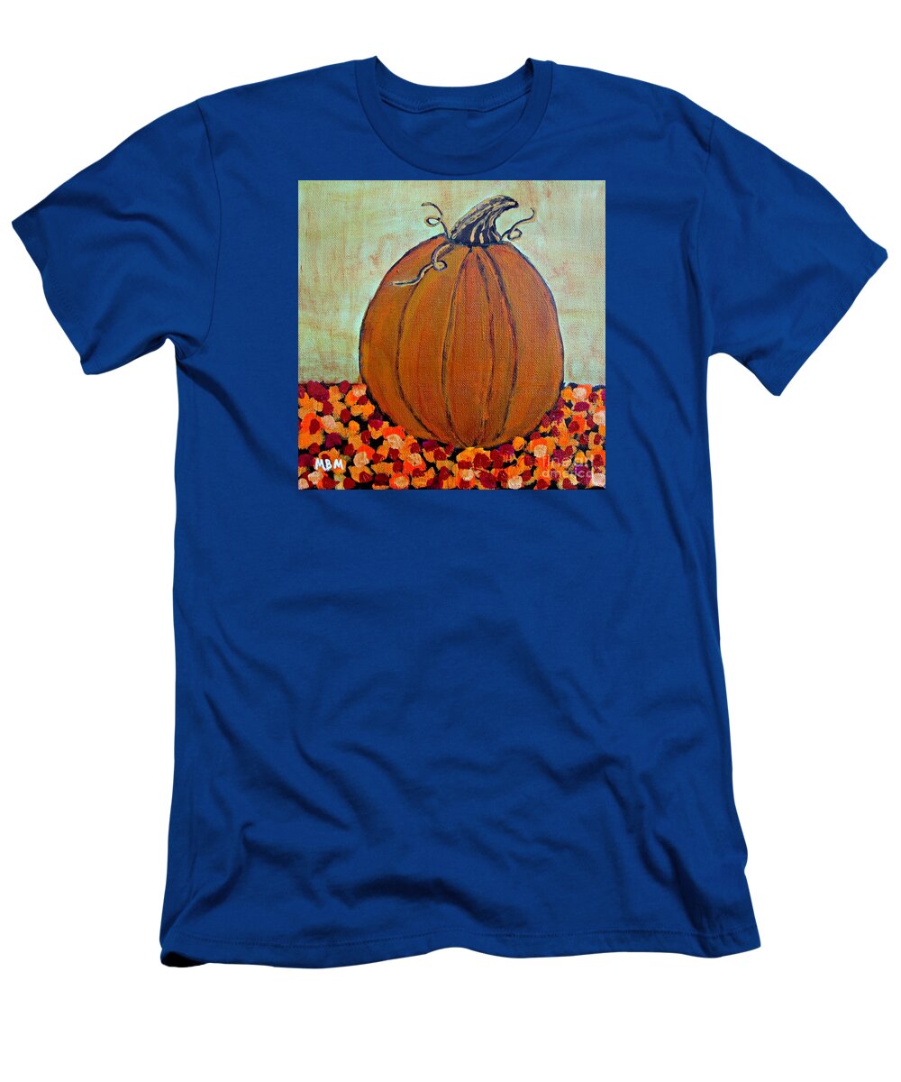 Pumpkin T-Shirt featuring the painting Fall Pumpkin by Mary Mirabal