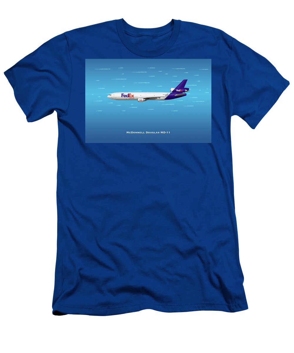 Fedex T-Shirt featuring the digital art FedEx McDonnell Douglas MD-11 by Airpower Art