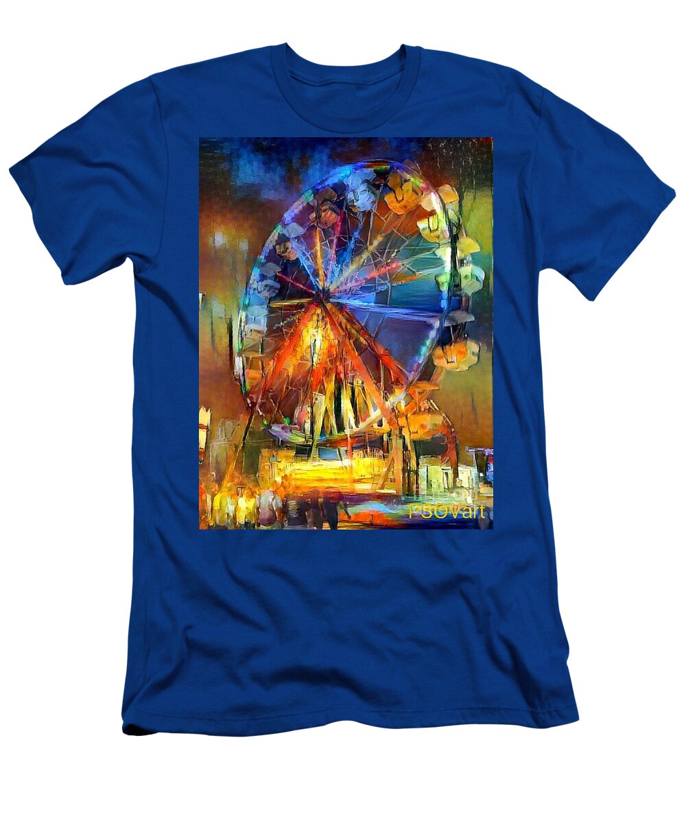 Ferris Wheel T-Shirt featuring the digital art Ferris Wheel 1 by Patty Vicknair