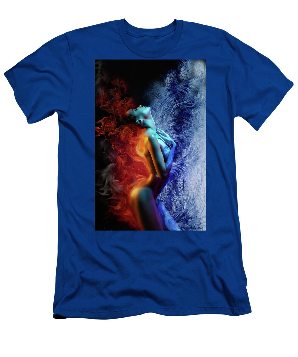 Fire And Ice T-Shirt featuring the digital art Fire and Ice by Lilia D