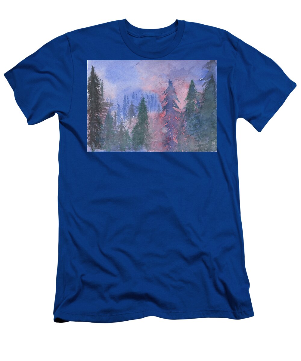 Forest T-Shirt featuring the painting Fire on the Mountain by Victor Vosen