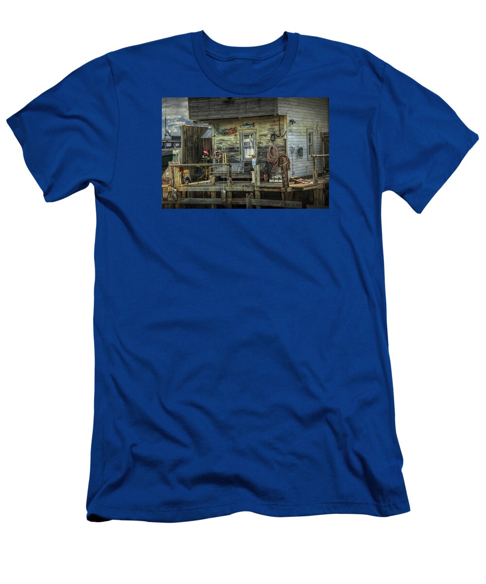 Leland T-Shirt featuring the photograph Fish House on the River at Fishtown in Leland Michigan by Randall Nyhof