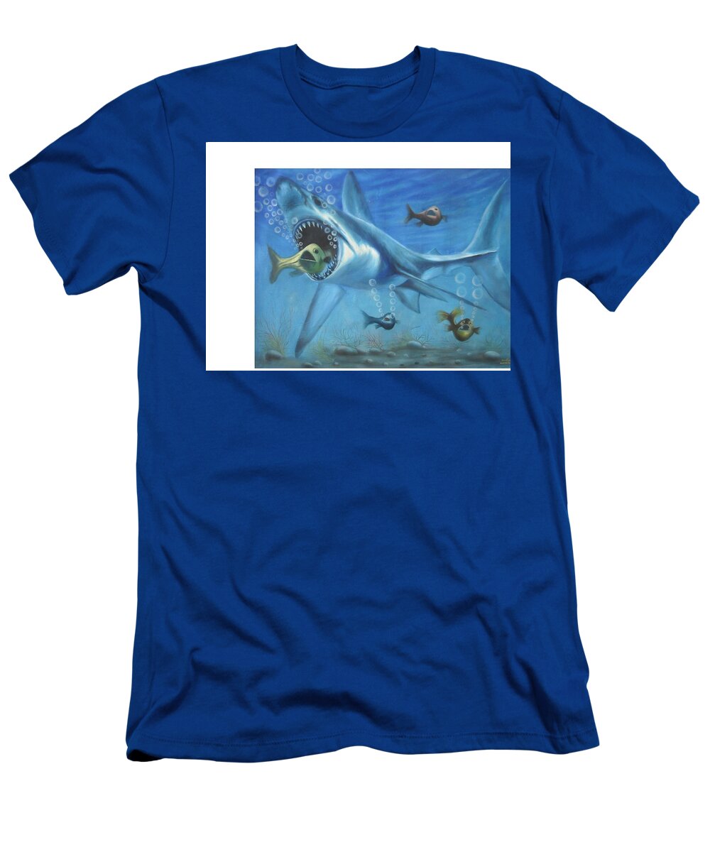 Fish T-Shirt featuring the painting Fish In Action by Olaoluwa Smith