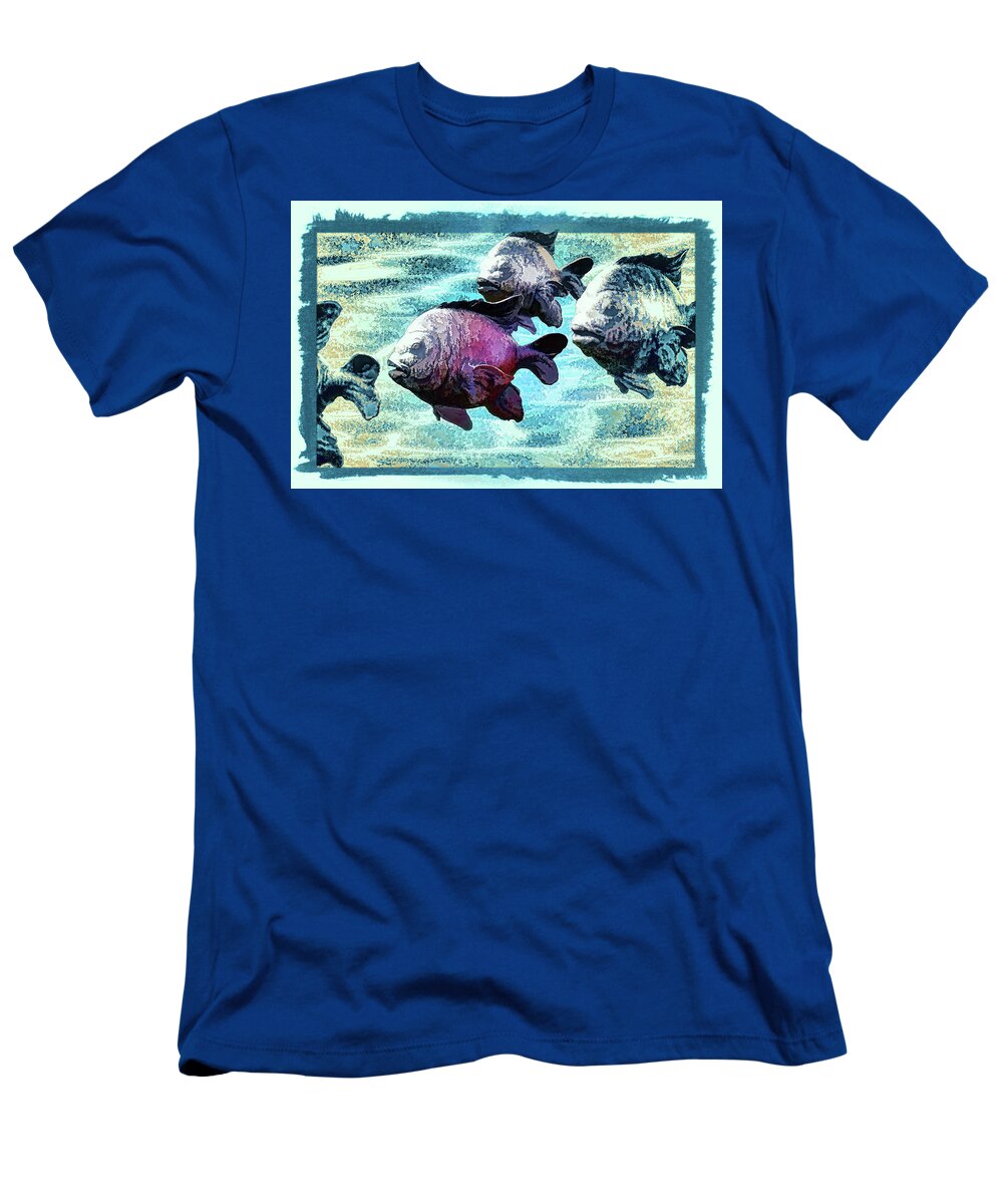 Linda Brody T-Shirt featuring the mixed media Fish Sculpture Abstract IId by Linda Brody
