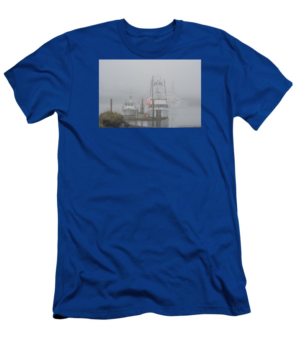 Boats T-Shirt featuring the photograph Fishing Boats in the Fog by Robert Potts