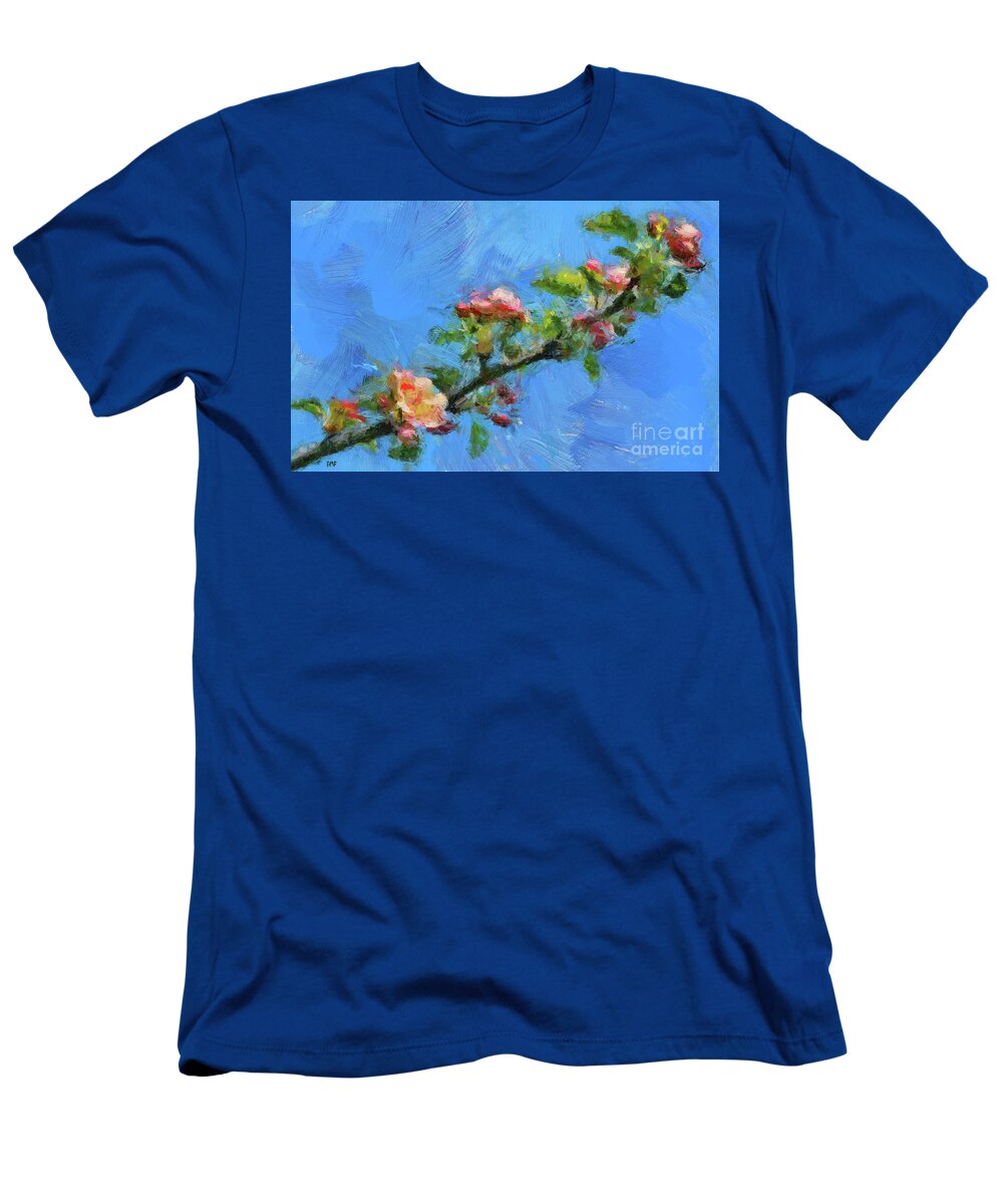 Branch T-Shirt featuring the painting Flowering Apple Branch by Dragica Micki Fortuna