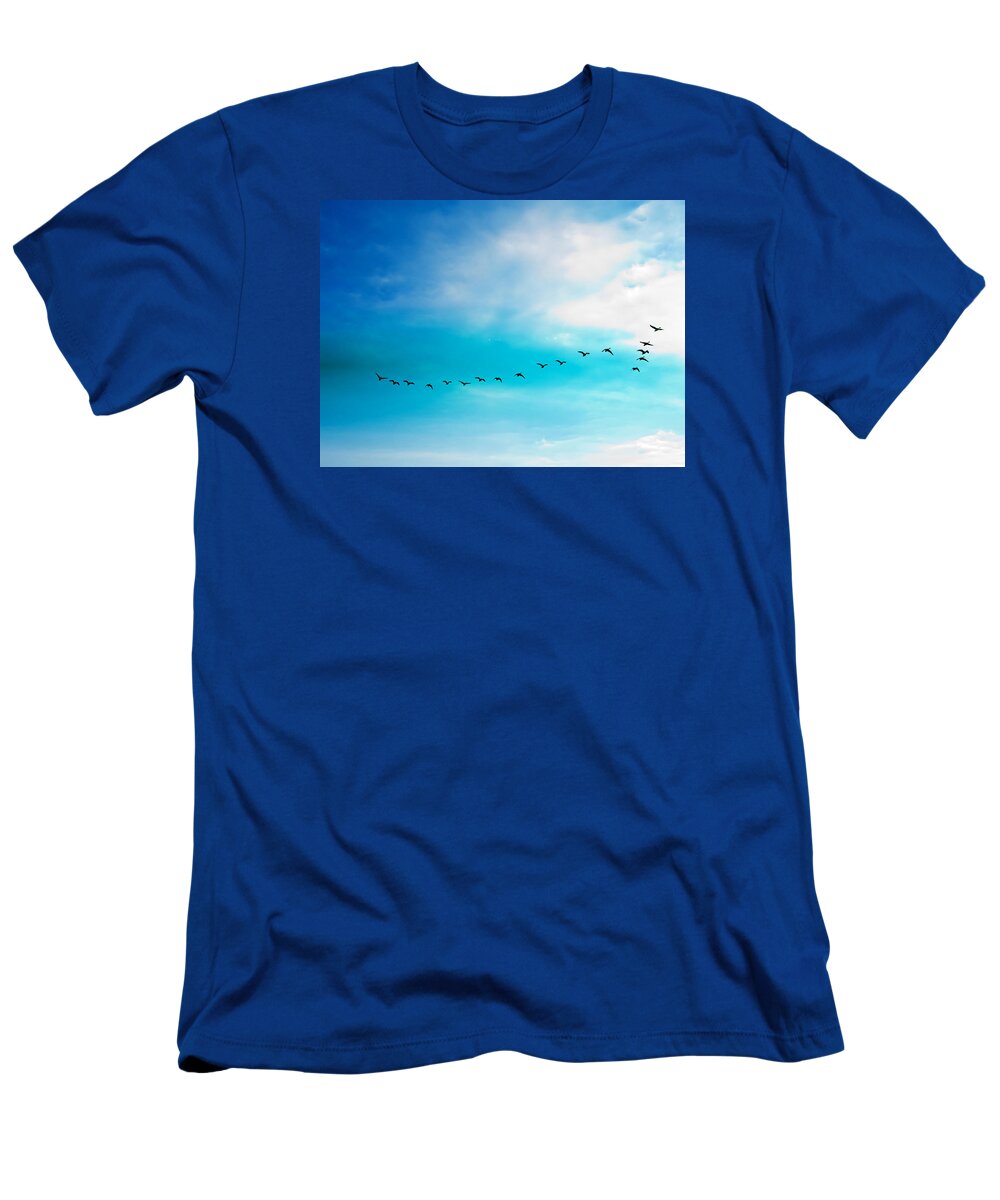 Jose Rojas Photography T-Shirt featuring the photograph Flying Away by Jose Rojas