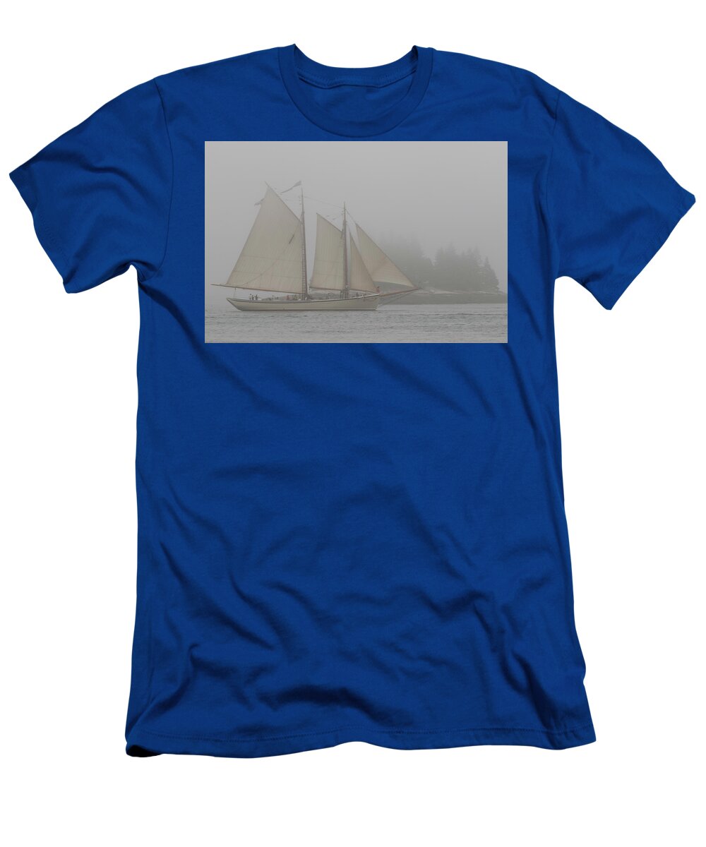 Maine T-Shirt featuring the photograph Foggy Windjammer by Colin Chase