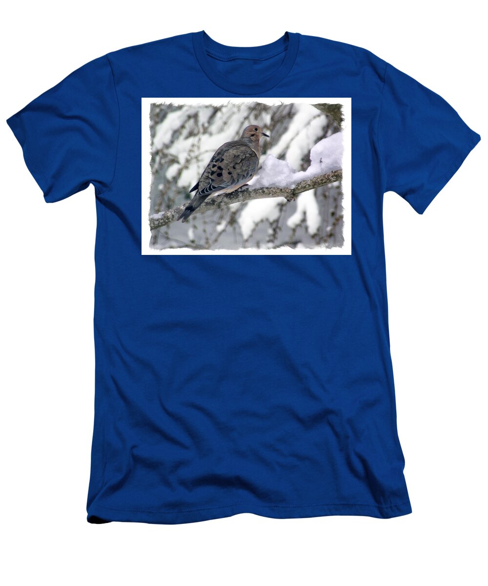 Framed T-Shirt featuring the photograph Framed Dove On A Tree Branch by Constantine Gregory