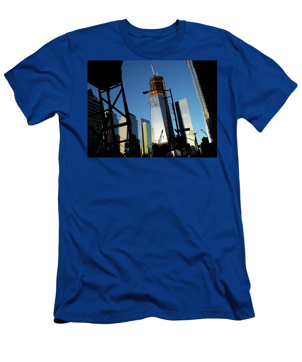 Freedom Tower T-Shirt featuring the photograph Freedom Tower Under Construction in NYC by Linda Stern