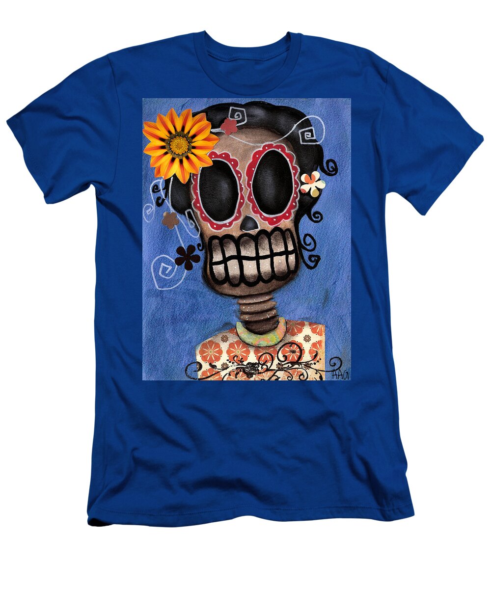 Day Of The Dead T-Shirt featuring the painting Frida Muerta by Abril Andrade