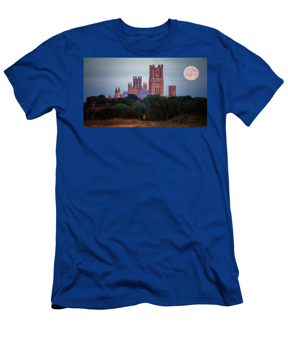 Astronomy T-Shirt featuring the photograph Full moon over Ely Cathedral by James Billings