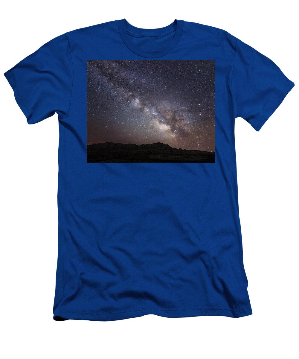Dakota T-Shirt featuring the photograph Galactic Light On Badlands National Park by Greni Graph