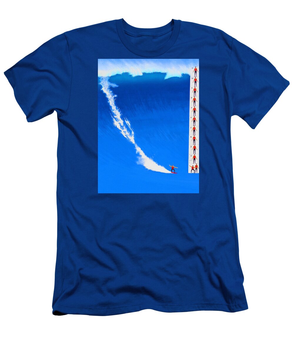 Surfing T-Shirt featuring the painting Analysis of Nazare 11-1-2011 by John Kaelin