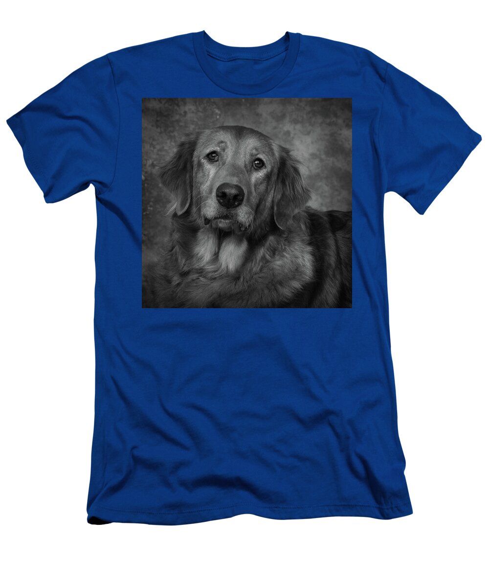 Dog T-Shirt featuring the photograph Golden Retriever In Black and White by Greg and Chrystal Mimbs