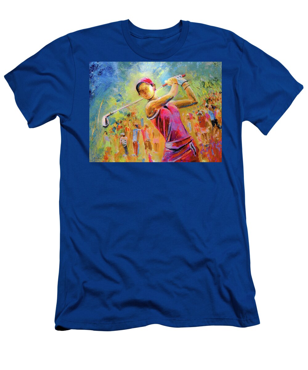 Sports T-Shirt featuring the painting Golf Attitude by Miki De Goodaboom