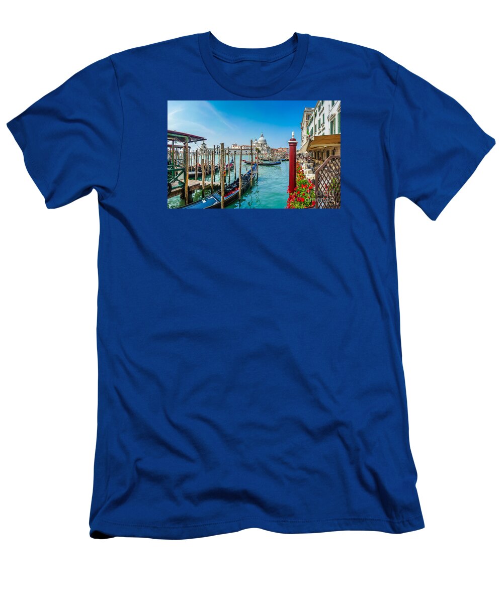Adriatic T-Shirt featuring the photograph Gondola on Canal Grande with Basilica di Santa Maria, Venice by JR Photography