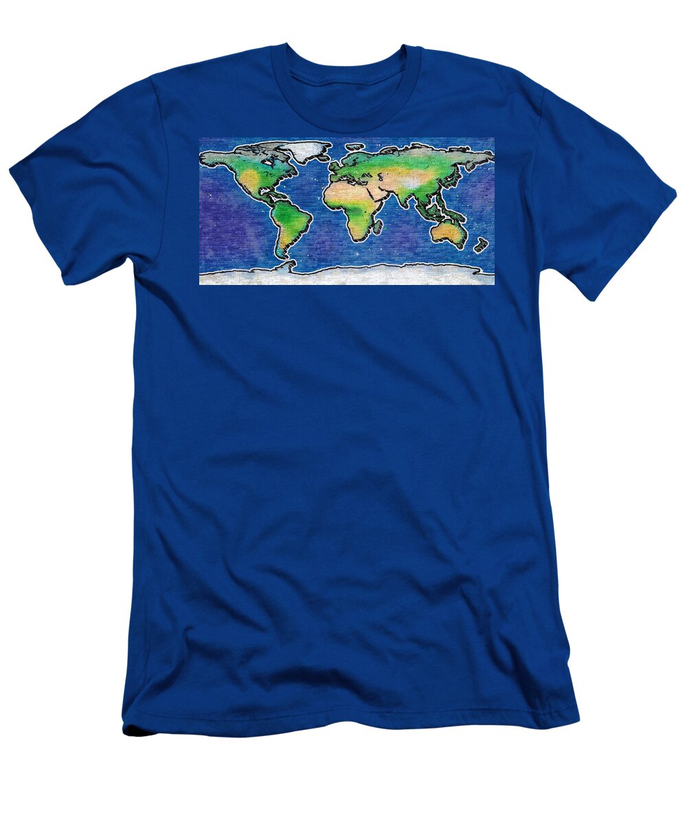 World T-Shirt featuring the photograph Graffiti World Map by Frans Blok