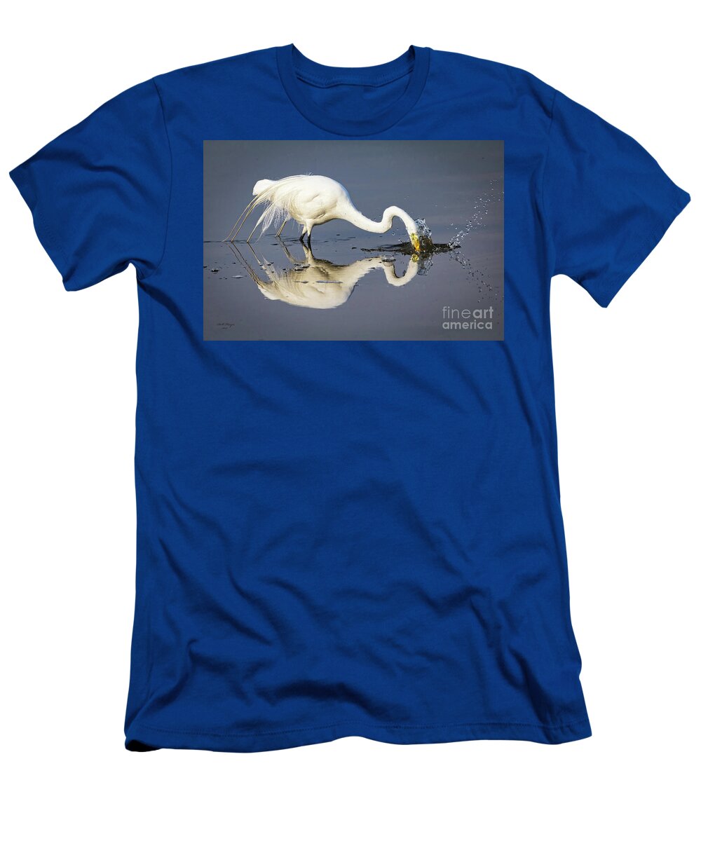 Egrets T-Shirt featuring the photograph Great Egret Diving For Lunch by DB Hayes