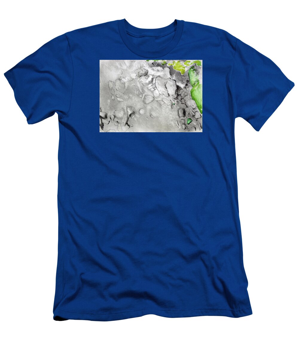  T-Shirt featuring the painting Green and Gray Stones by Kathleen Barnes
