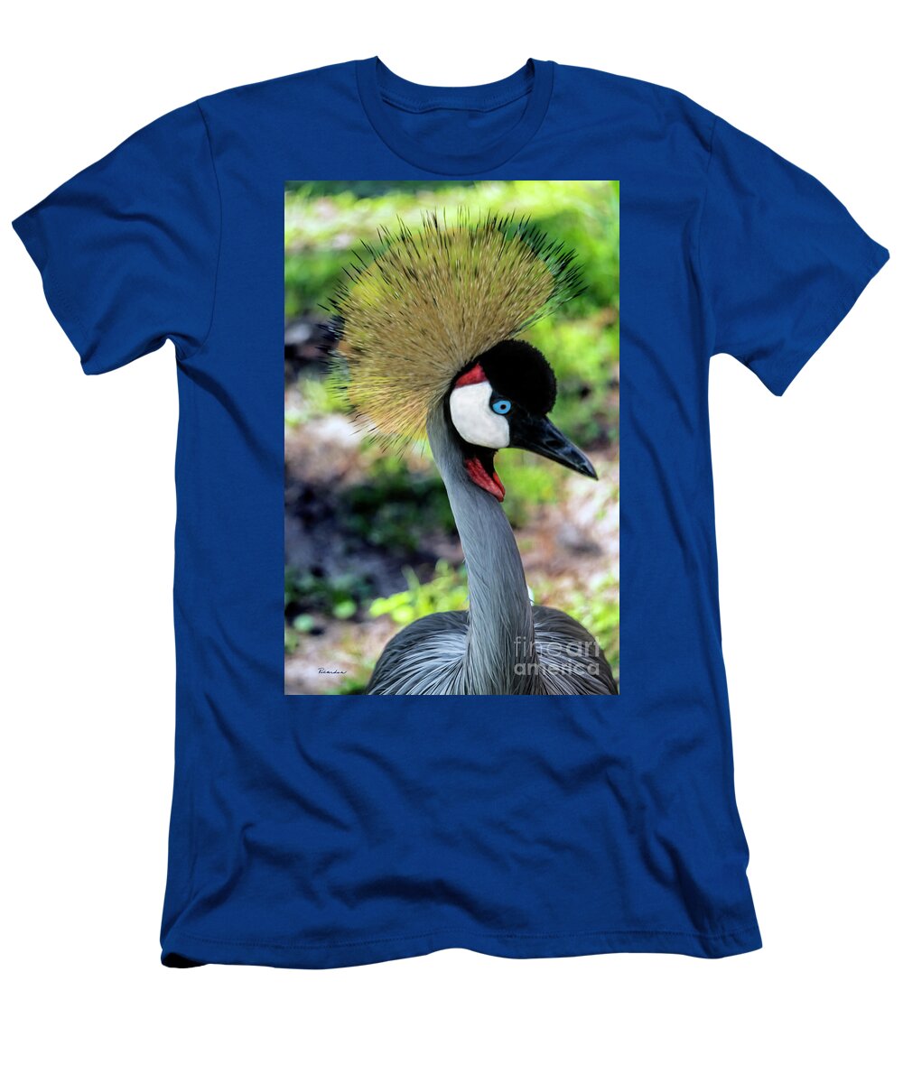Gulf T-Shirt featuring the photograph Grey Crowned Crane Gulf Shores Al 2033 by Ricardos Creations