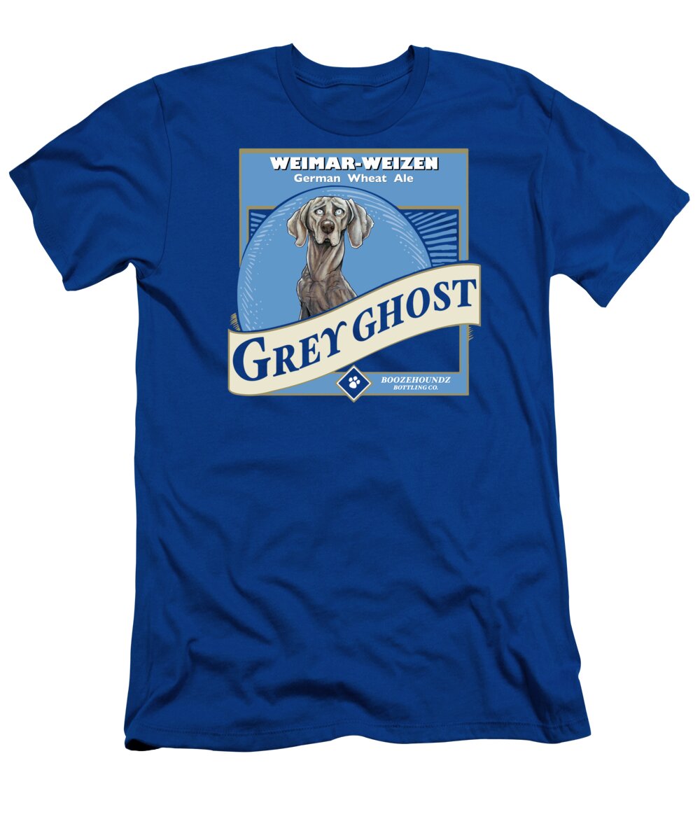 Beer T-Shirt featuring the drawing Grey Ghost Weimar-Weizen Wheat Ale by Canine Caricatures By John LaFree