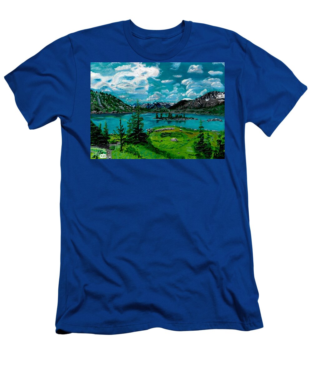 Grizzly Lake T-Shirt featuring the painting Grizzly Lake by David Bigelow