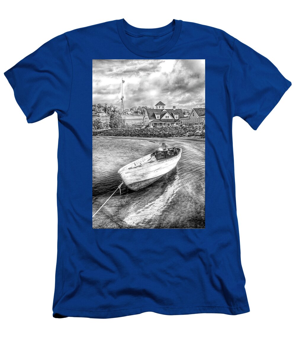Boats T-Shirt featuring the photograph Guarding the Coast in Black and White by Debra and Dave Vanderlaan