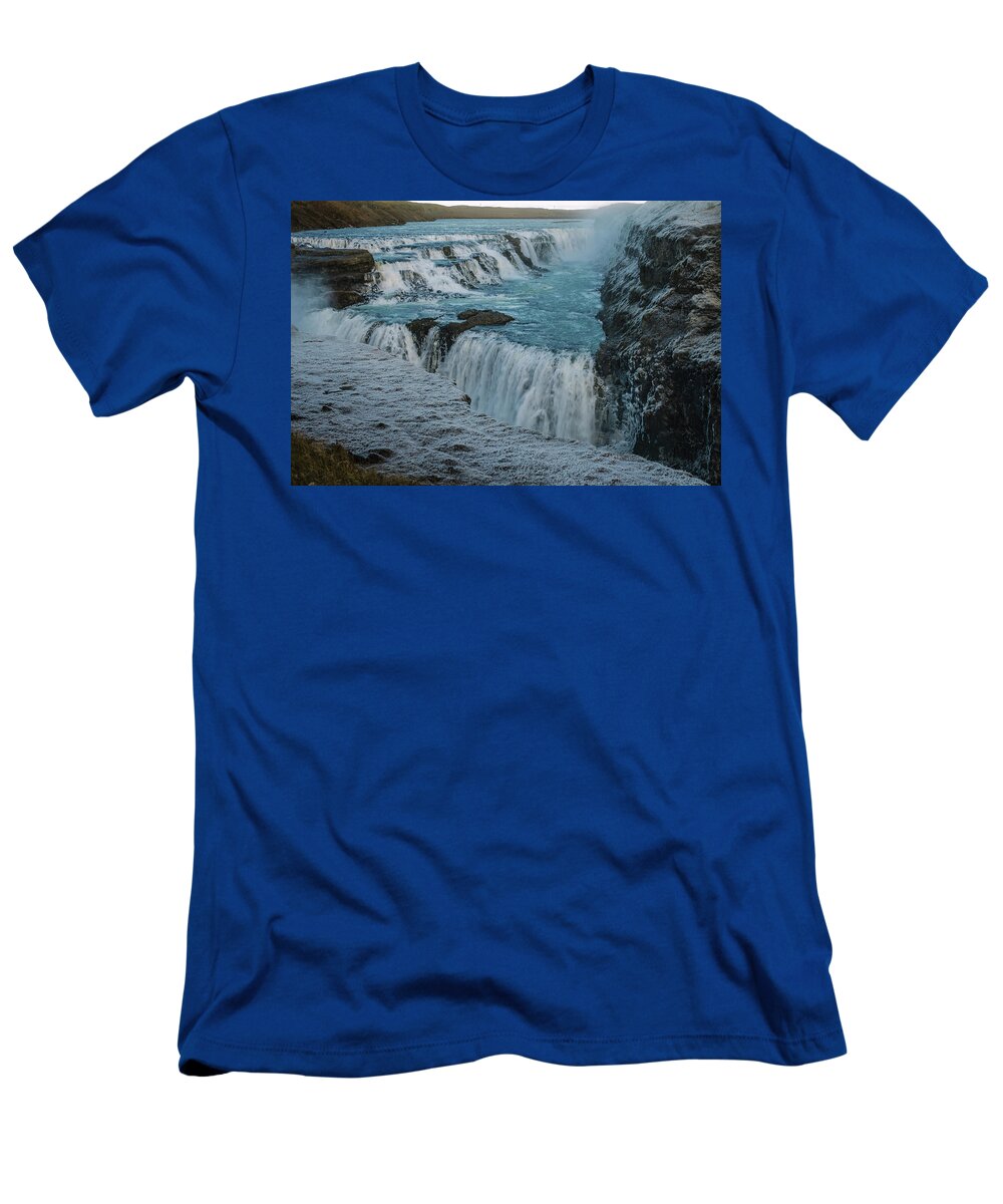Iceland T-Shirt featuring the photograph Gullfoss - Golden Waterfall - Iceland 2 by Deborah Smolinske