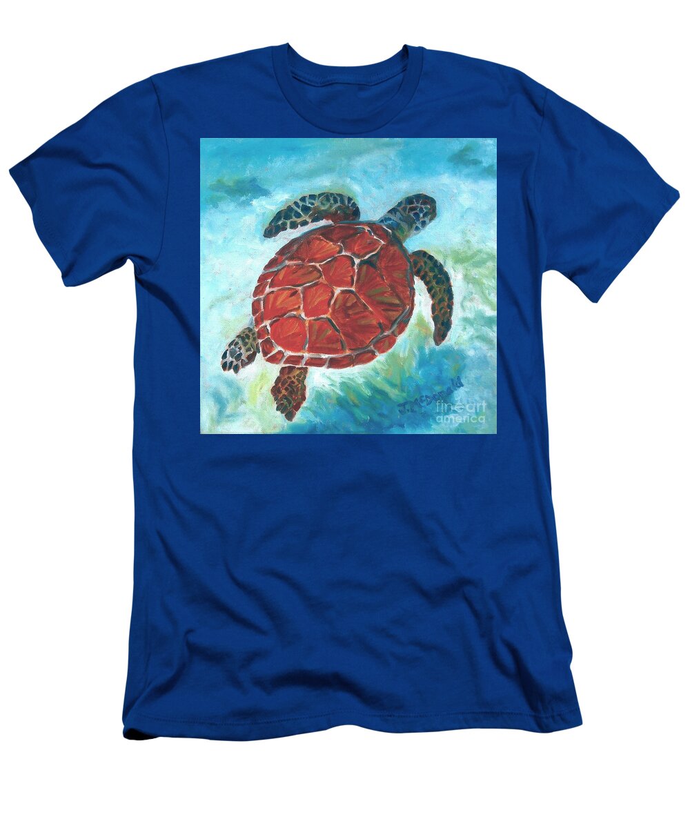 Sea Turtle T-Shirt featuring the painting Hawaiian Honu by Janet McDonald