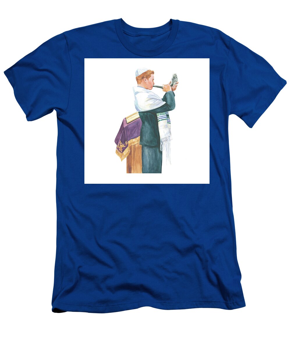 Shofar T-Shirt featuring the painting Hear the Shofar by Laurie McGaw