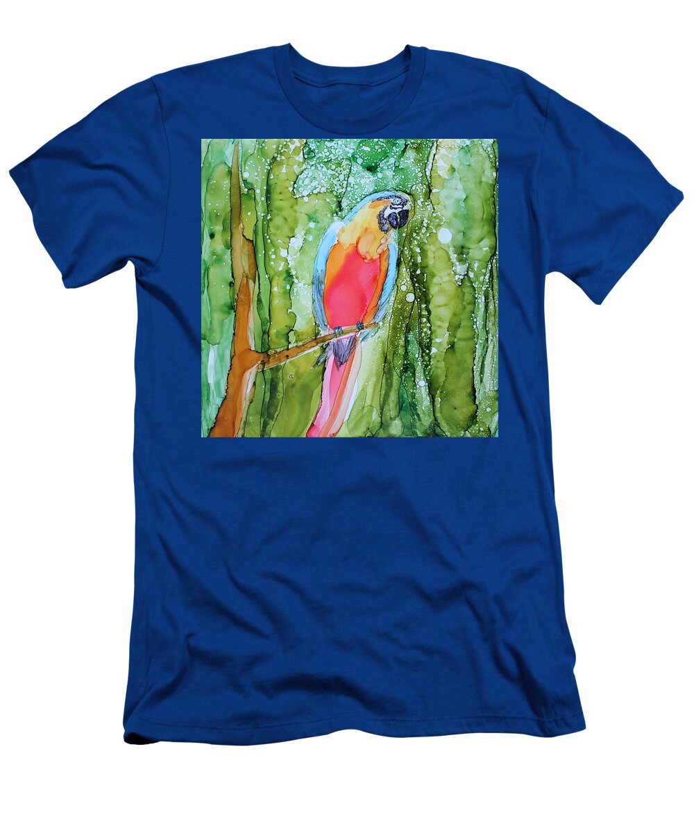 Parrot T-Shirt featuring the painting Hello Hello by Ruth Kamenev