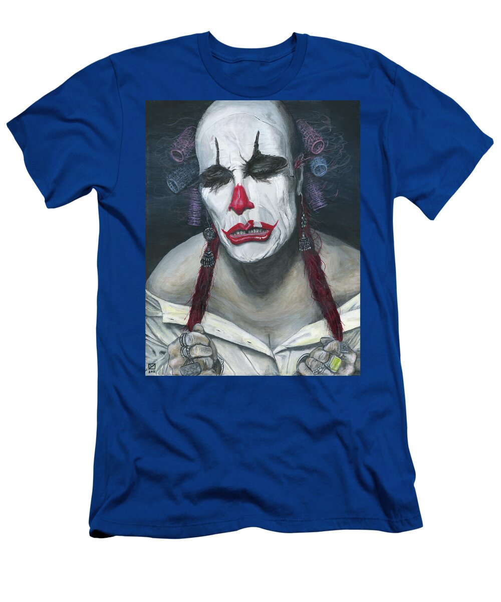 Clown T-Shirt featuring the painting Her Tears by Matthew Mezo