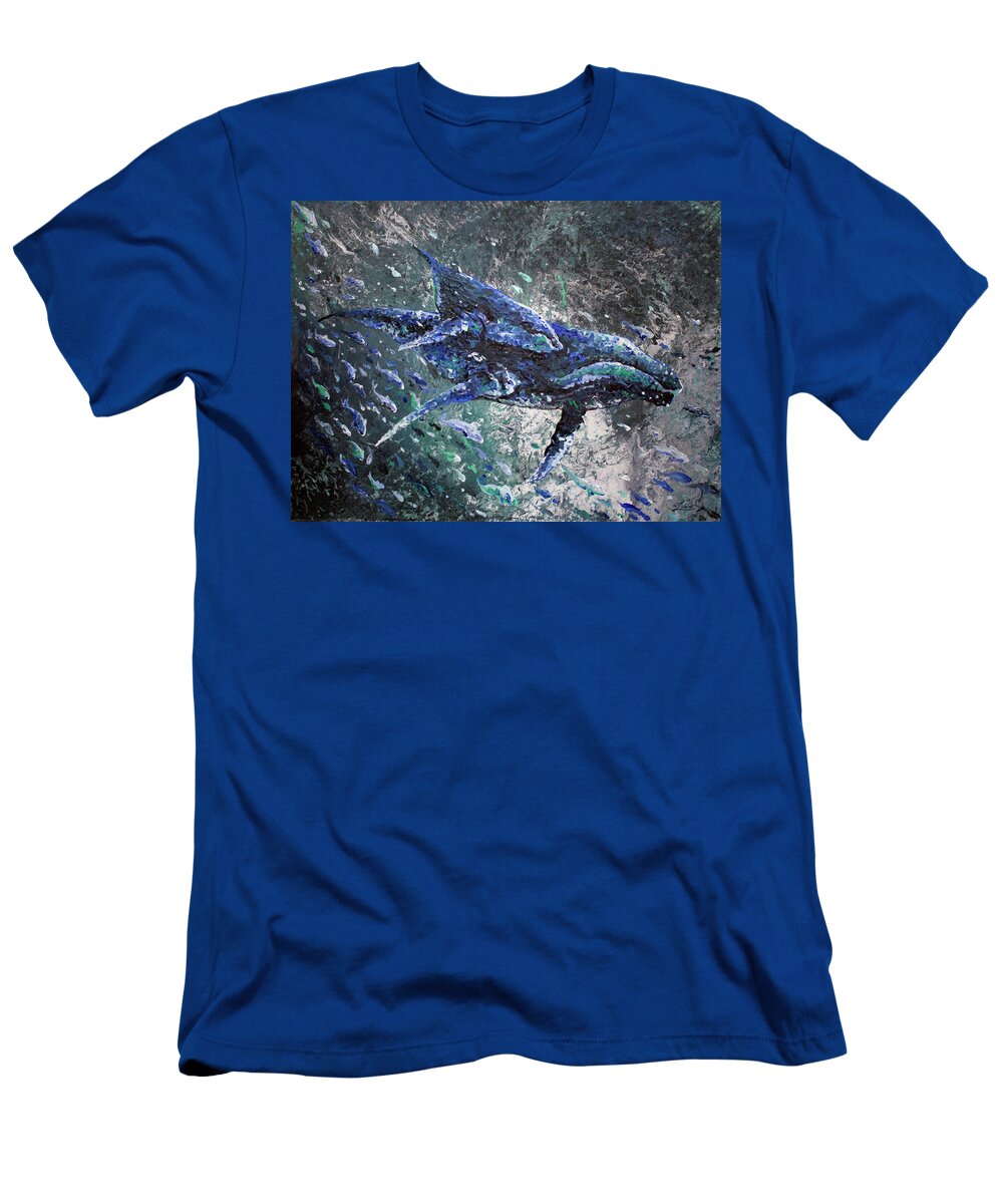 Whales T-Shirt featuring the painting Herding by William Love